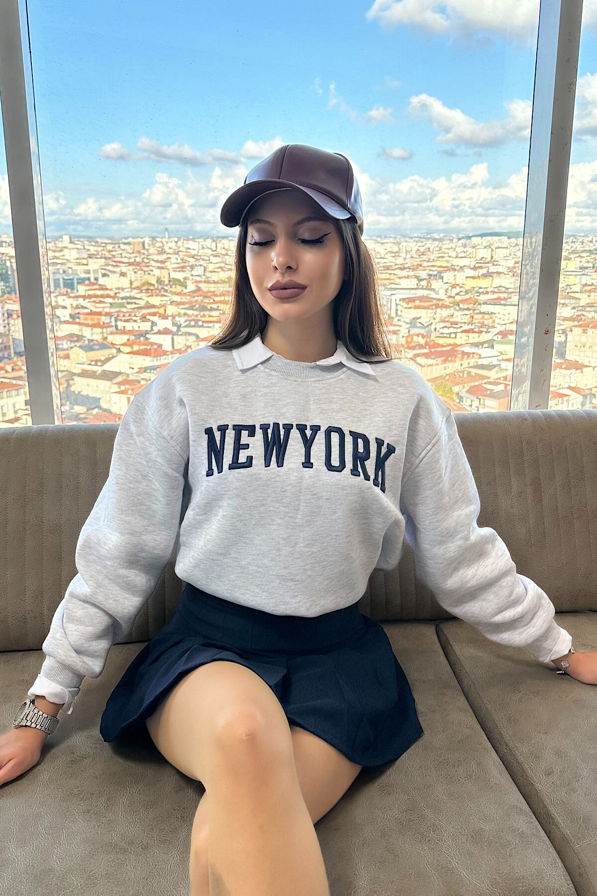 NEW YORK ŞARDONLU SWEAT